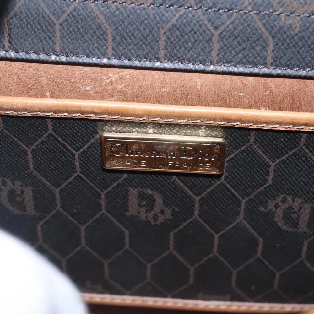 Christian Dior Honeycomb Canvas Shoulder Bag PVC Black Gold Auth BA558 - Picture 10 of 16